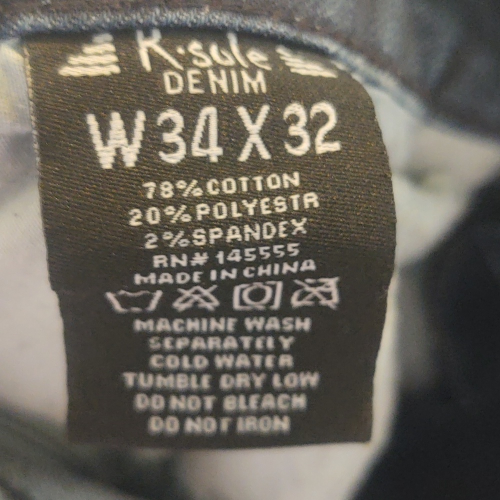 R. Sole Denim Moto Style Slim Fit Distressed Jeans Sz 34 x 32 - Picture 11 of 11